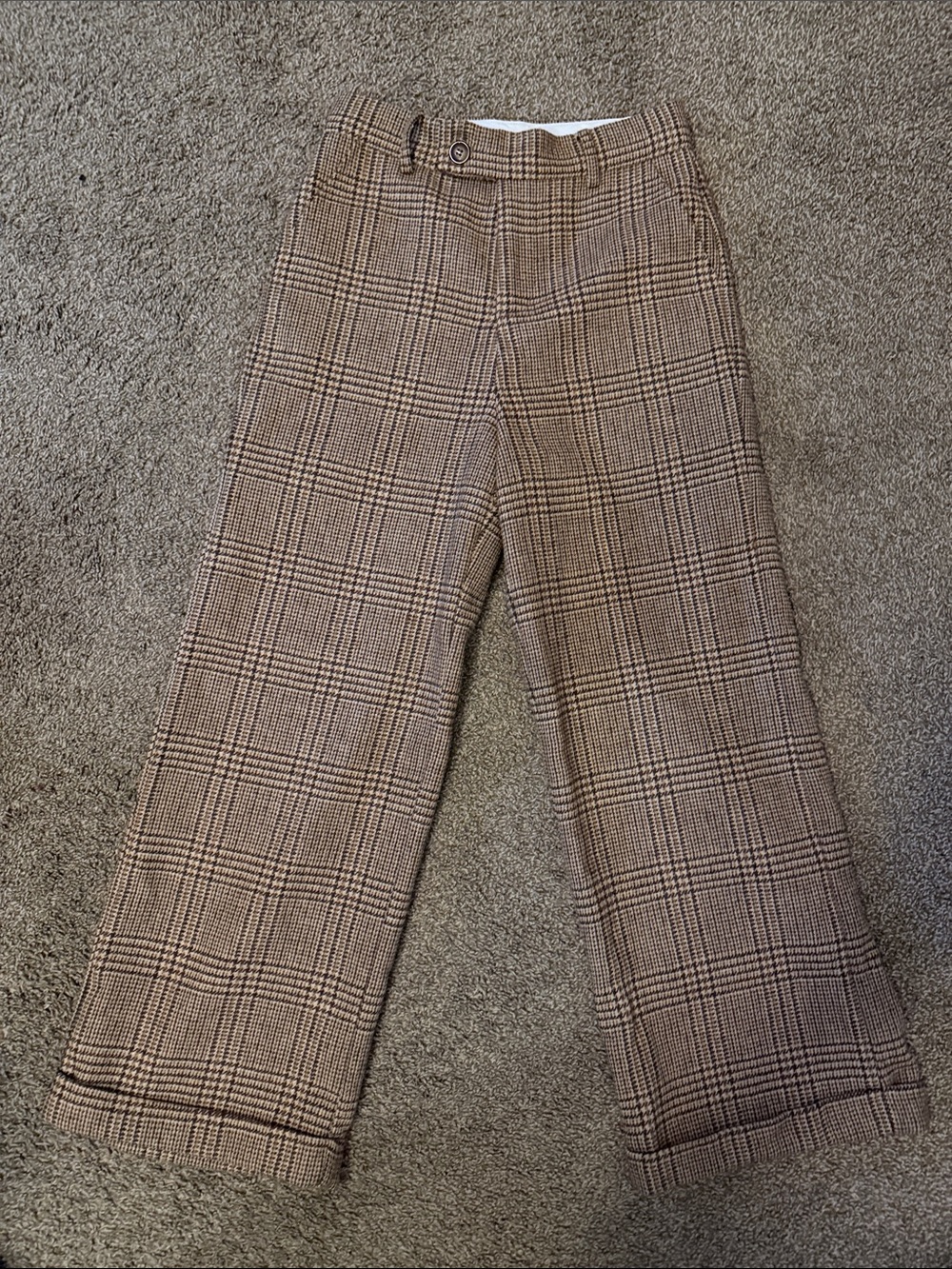 A Loves A High-Rise Plaid Wide-Leg Trousers - Brown Plaid